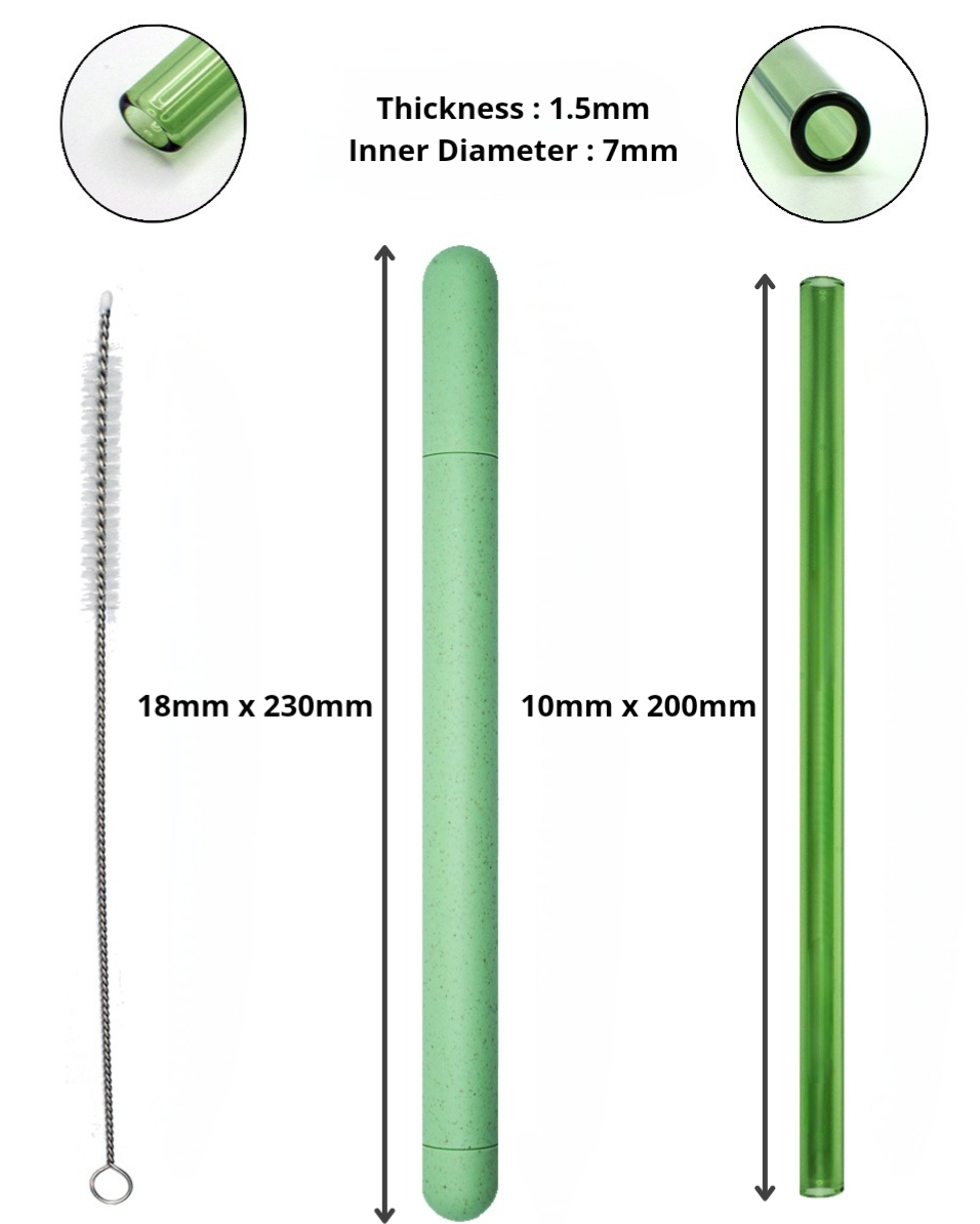 2 Sets of Reusable Glass Straws with Case - Neutral Set - Sip & Quench