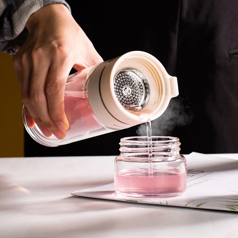 Double-Wall Glass Tea Bottle with Infuser – Leakproof & Travel-Ready