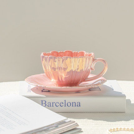 Pastel Iridescent Tea Cup with Afternoon Tea Plate – Elegant Gift-Ready Set