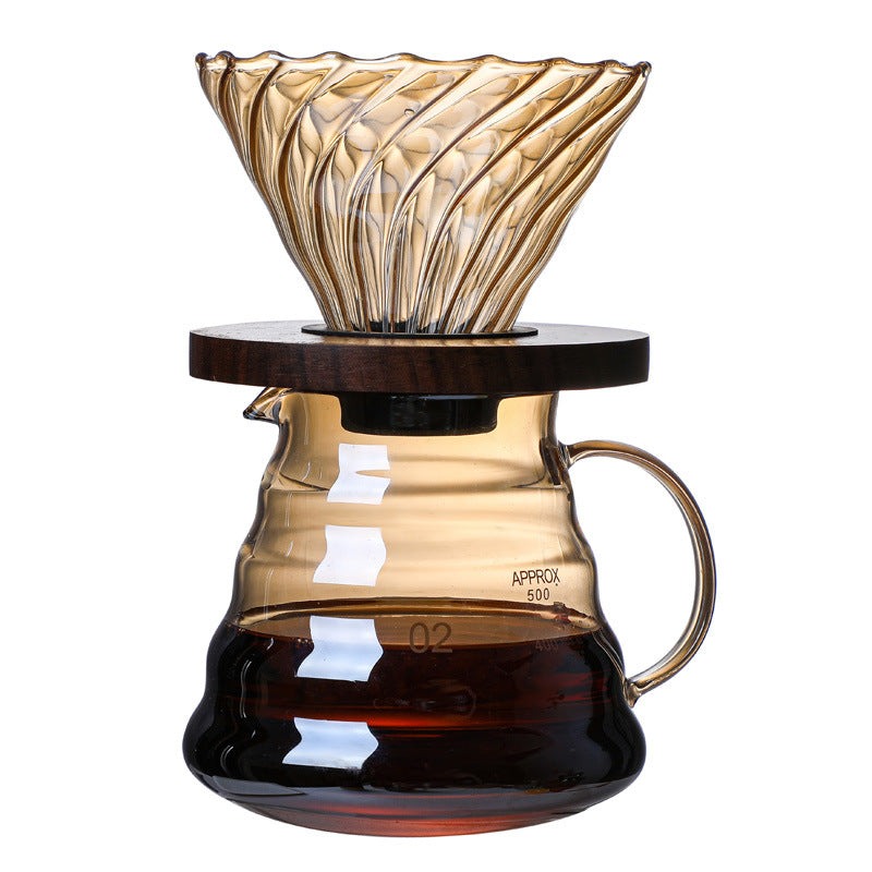 Handmade Japanese Brown Colored Mini Coffee Pot Set, Modern and Simple Household Manual Large Capacity Glass Coffee Pot - Sip & Quench