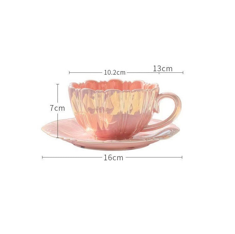 Pastel Iridescent Tea Cup with Afternoon Tea Plate – Elegant Gift-Ready Set