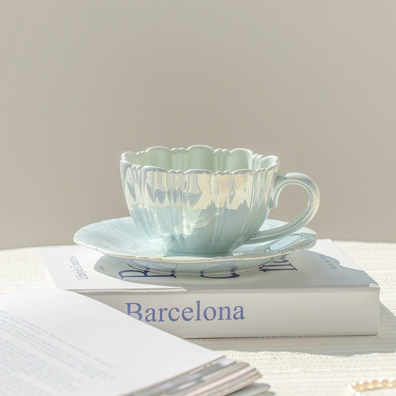 Pastel Iridescent Tea Cup with Afternoon Tea Plate – Elegant Gift-Ready Set