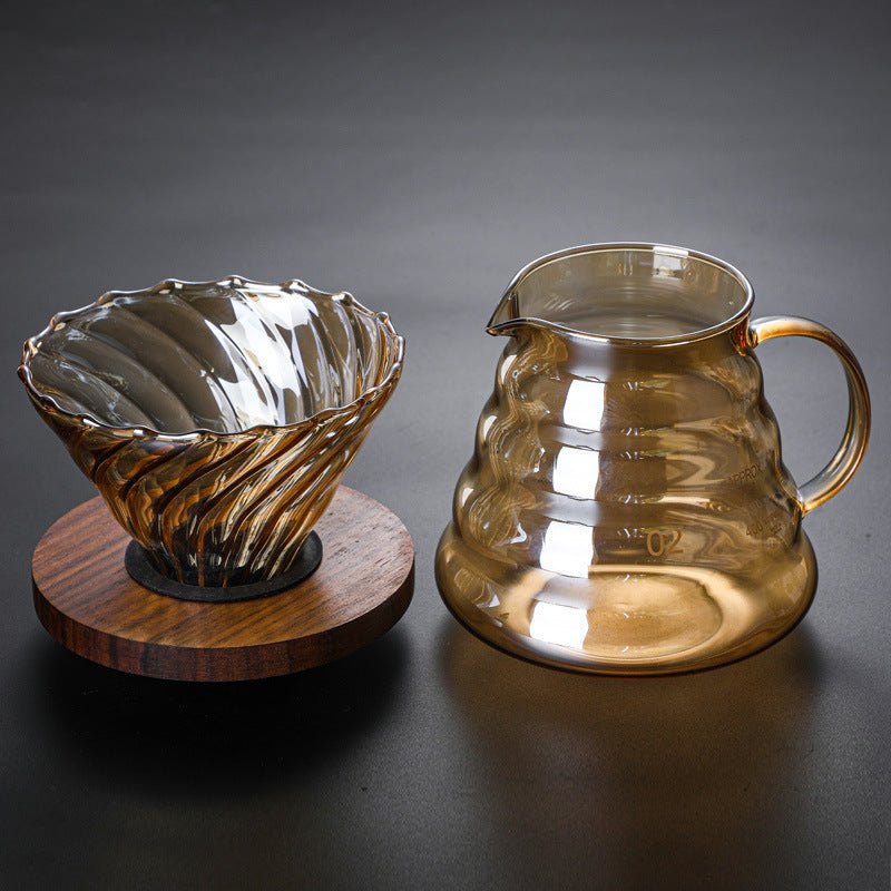 Handmade Japanese Brown Colored Mini Coffee Pot Set, Modern and Simple Household Manual Large Capacity Glass Coffee Pot - Sip & Quench