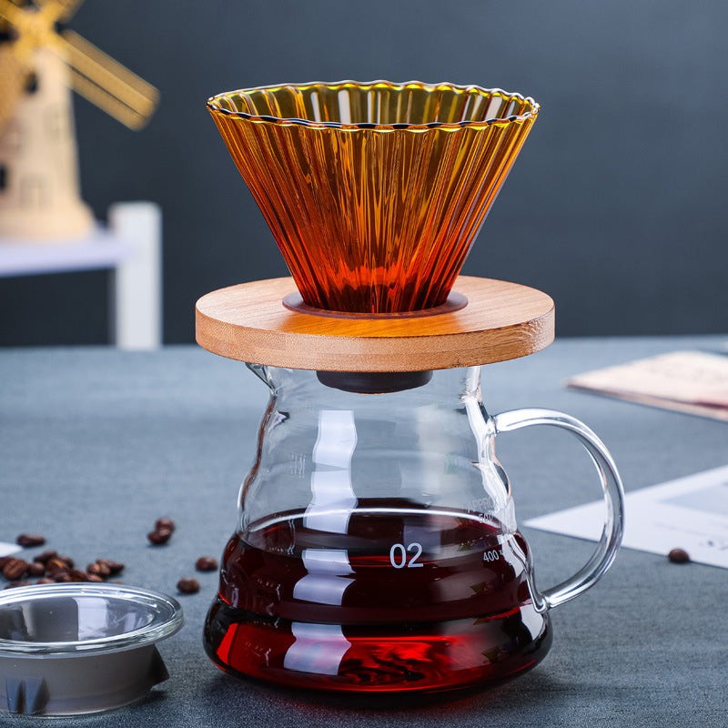 Handmade Japanese Brown Colored Mini Coffee Pot Set, Modern and Simple Household Manual Large Capacity Glass Coffee Pot - Sip & Quench
