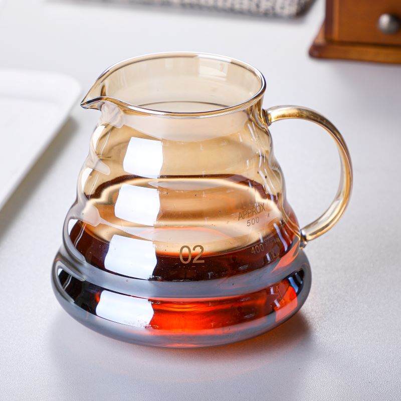 Handmade Japanese Brown Colored Mini Coffee Pot Set, Modern and Simple Household Manual Large Capacity Glass Coffee Pot - Sip & Quench
