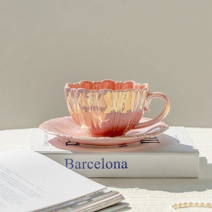 Pastel Iridescent Tea Cup with Afternoon Tea Plate – Elegant Gift-Ready Set