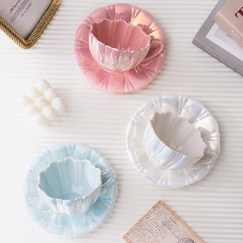 Pastel Iridescent Tea Cup with Afternoon Tea Plate – Elegant Gift-Ready Set