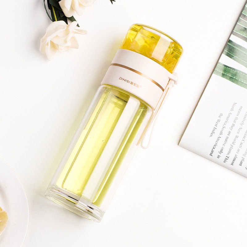 Double-Wall Glass Tea Bottle with Infuser – Leakproof & Travel-Ready