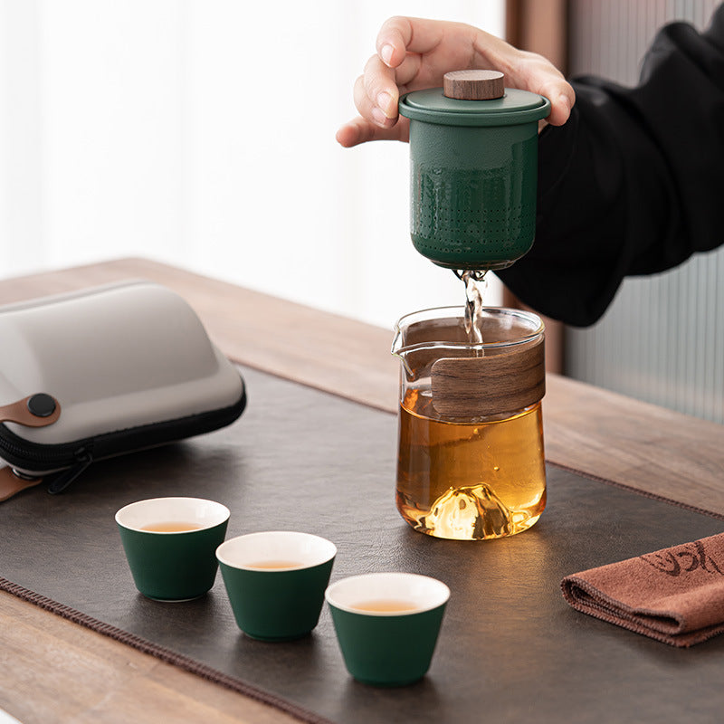 Portable Storage Travel Tea Set Small Set Simple Kung Fu Tea Set Brewing Tea Cups Outdoor Portable Guanshan Quick Cup