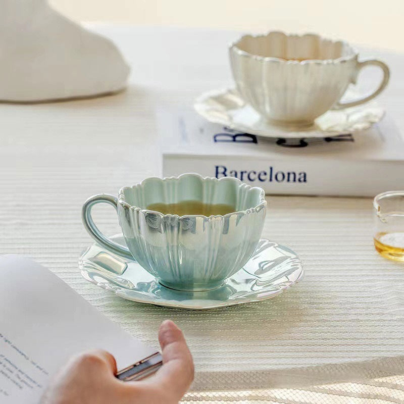 Pastel Iridescent Tea Cup with Afternoon Tea Plate – Elegant Gift-Ready Set