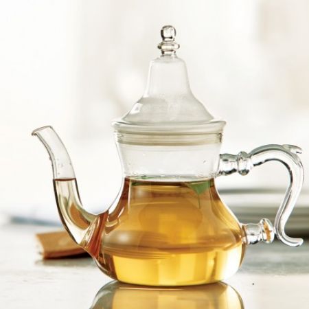 Handcrafted Moroccan Glass Tea Pot with nana mint tea atai tea